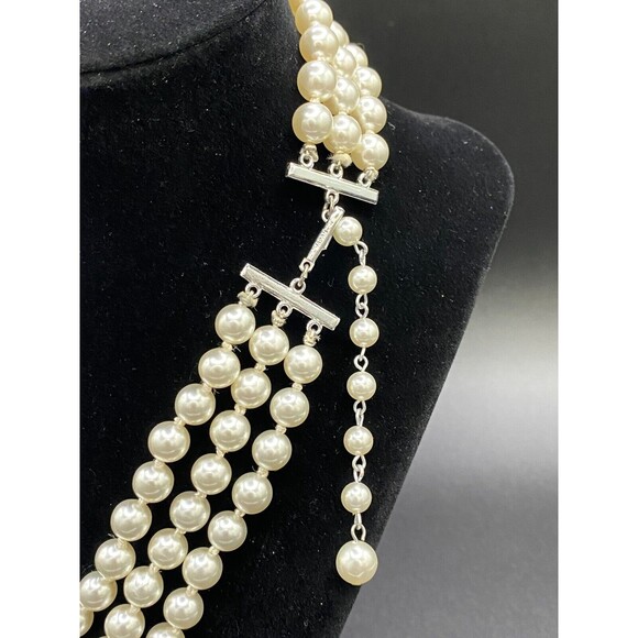 Multistrand Necklace Faux Pearl Made in Japan - Free Shipping - Picture 4 of 6